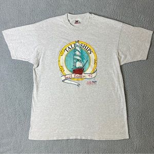 Vintage 1992 Sail Boston Tall Ships Single Stitch Size XL T Shirt Unisex